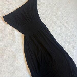 Elegant Black Strapless Fit and Flare Dress